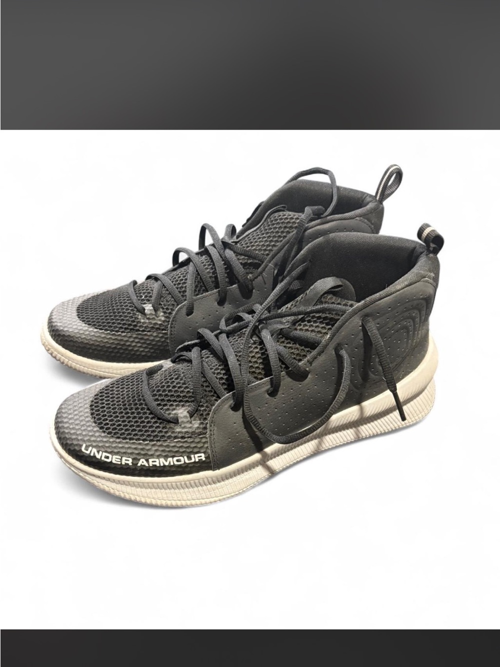 Under Armour Men’s Black and White Athletic Mid-Top Sneakers
